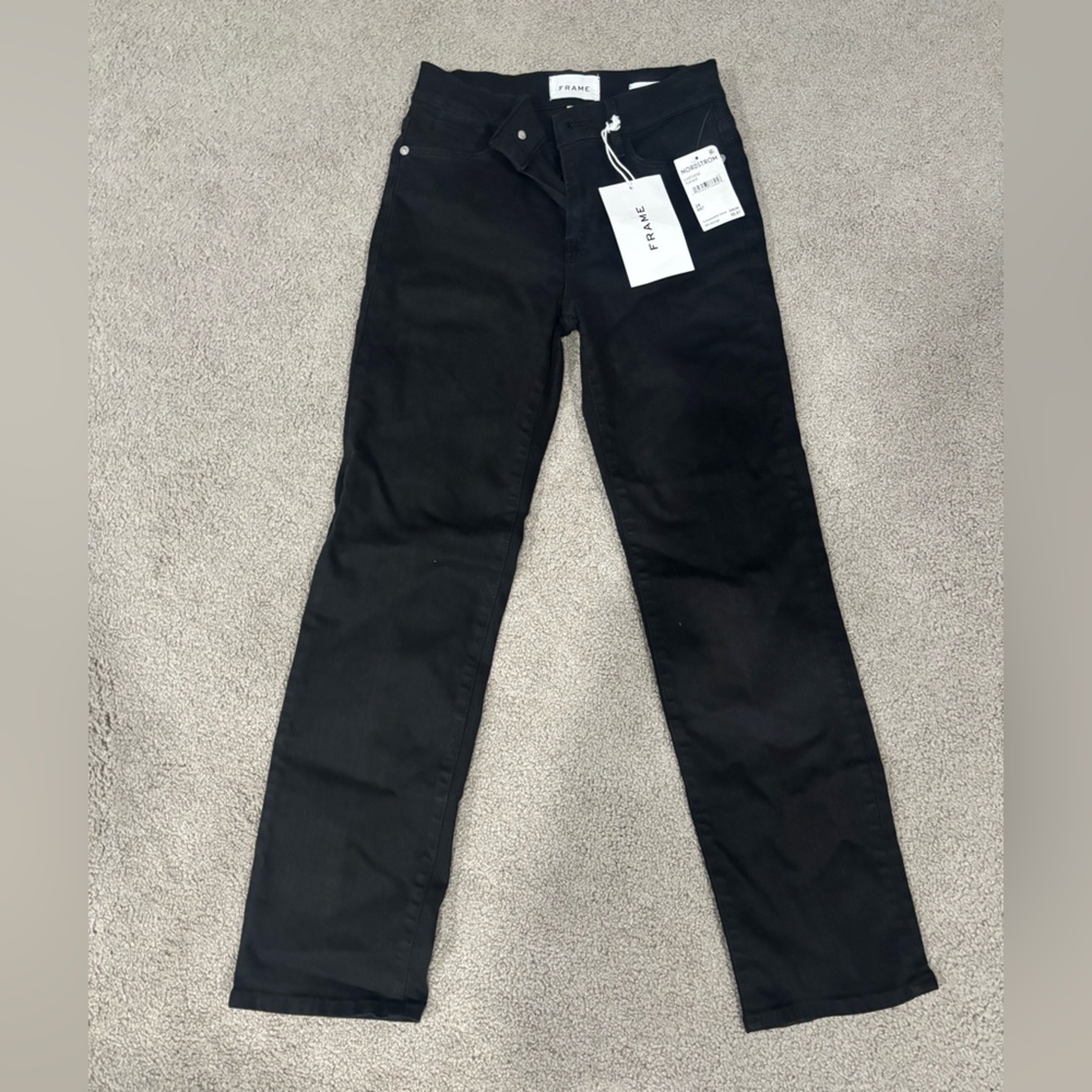 Frame High Rise Straight Fit Jeans